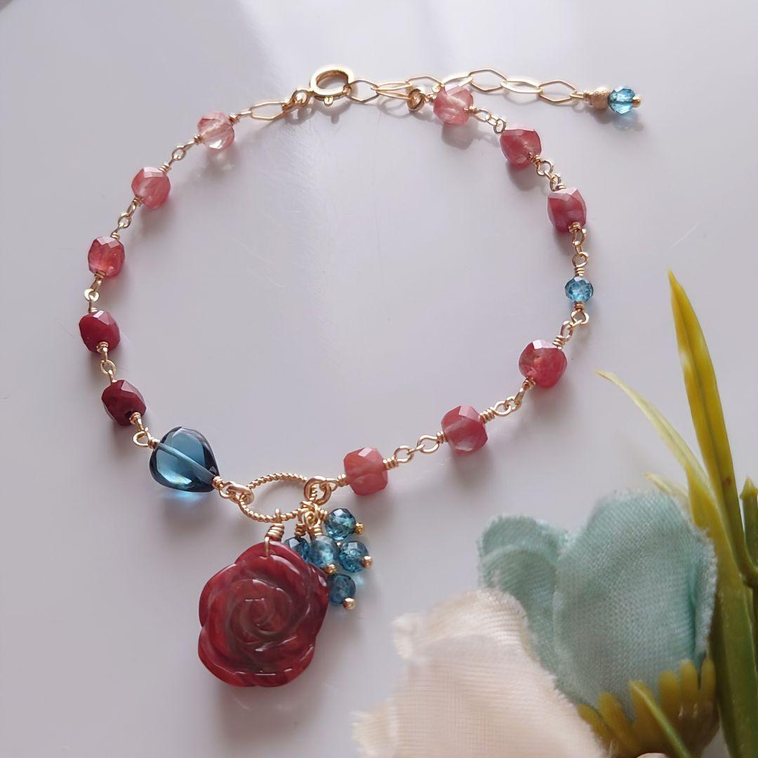 Kayaページ》14Kgf❩ 素敵✧*薔薇アンデシンのブレスレット