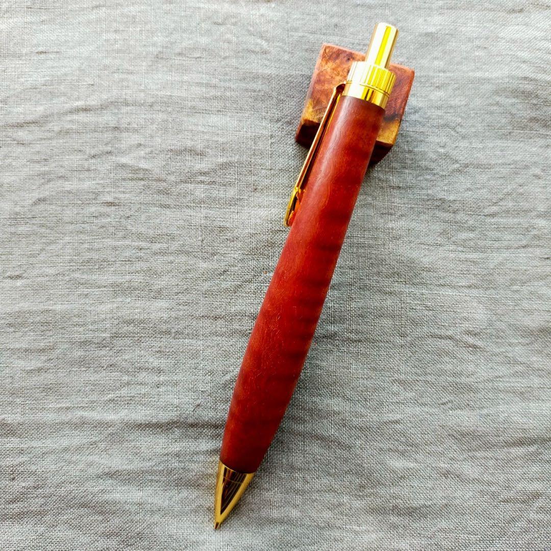 ハンドメイド　木軸シャープぺン　アマゾンジャラ縮杢　0.5mm　天然木　ゴールド