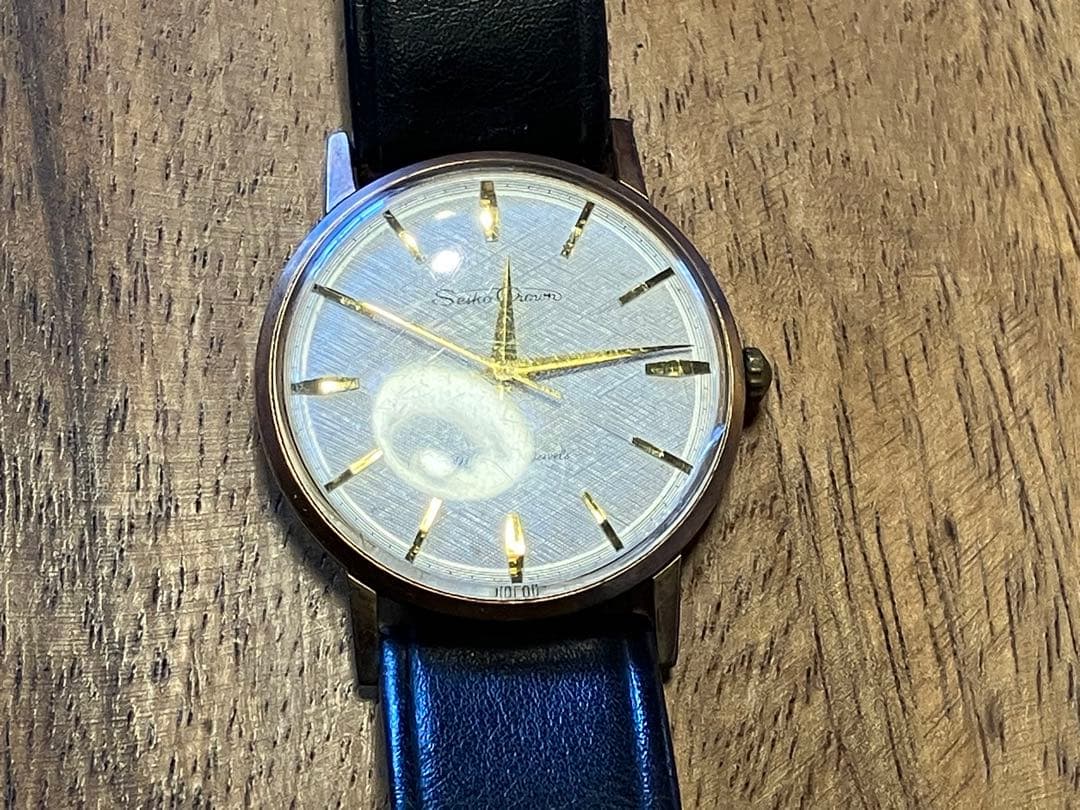 Seiko Crown 腕時計 ブラックレザー