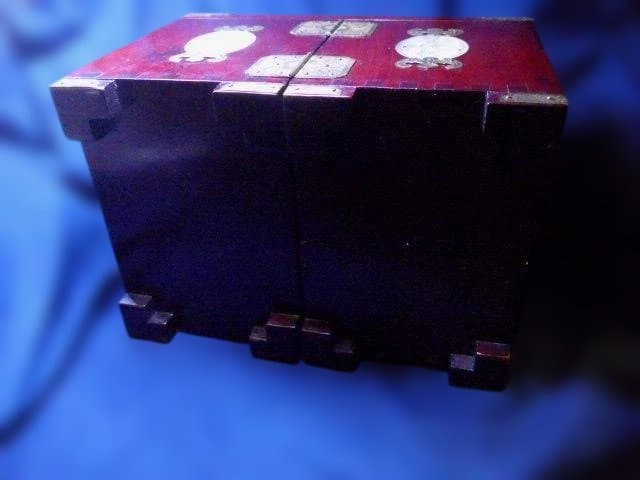 木製多機能収納ボックス 鏡付き