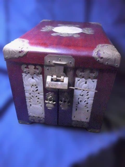 木製多機能収納ボックス 鏡付き