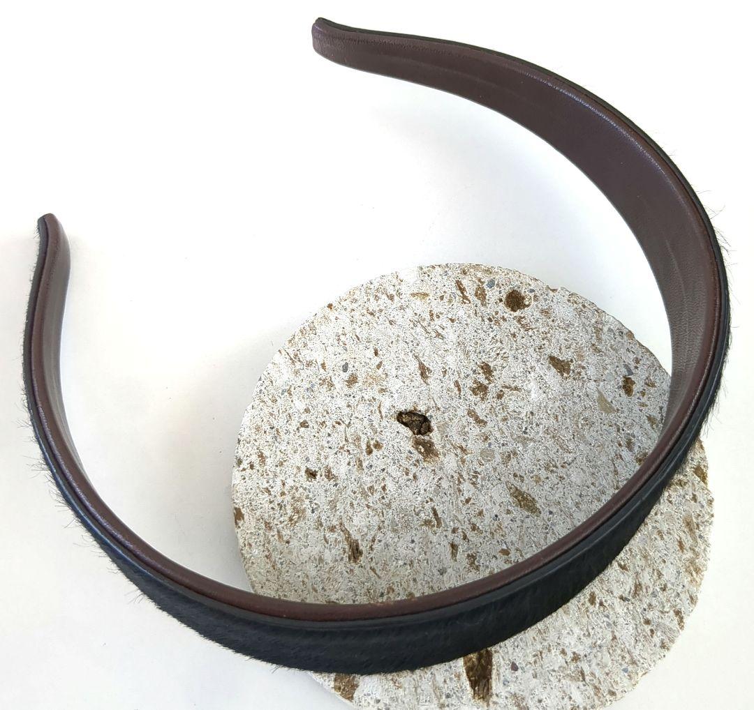 COACH*ブラックハラコ　カチューシャ*ヘアバンド幅広