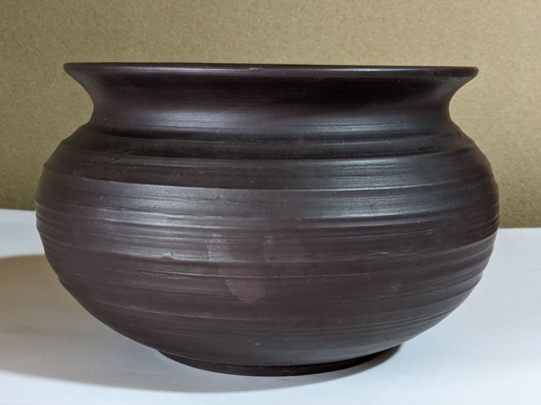 ♦万古焼 永楽造 茶道具 紫泥 建水 美術工芸品 アンティーク骨董品コレクション