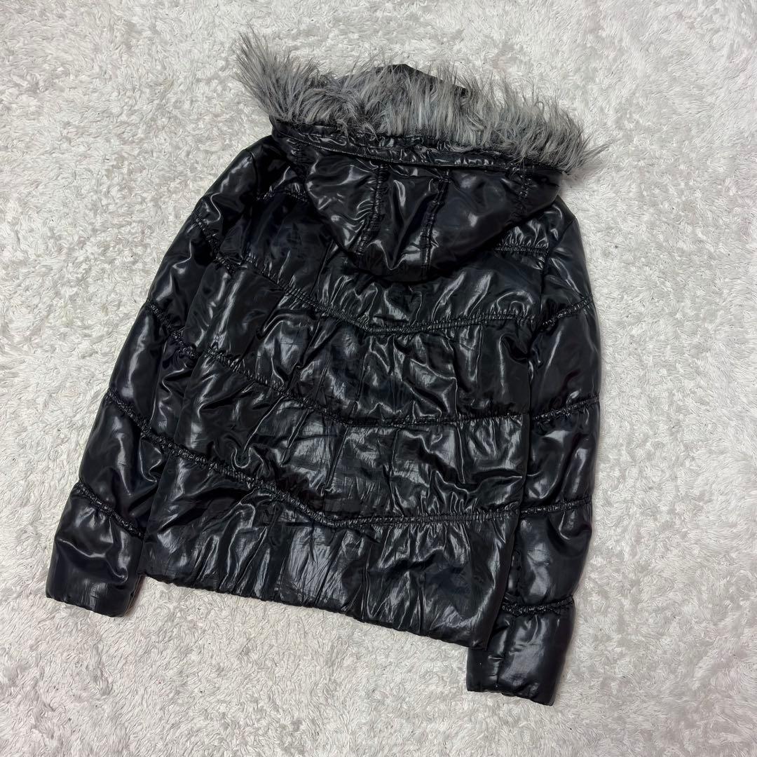 00’s お兄系 down 光沢　ホワイトファー M ブラック　黒　ハの字