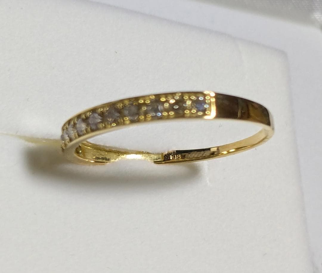 K18 イエローゴールド ダイヤ 0.3ct リング 19号 鑑別カード付