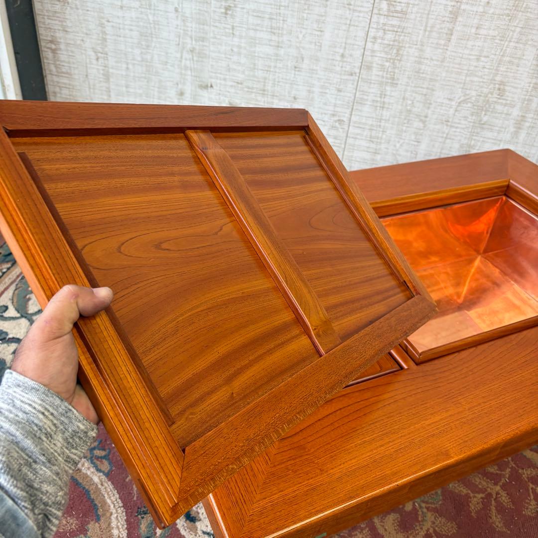 昭和レトロ 欅 木製長火鉢 4杯 引き出し収納付き 火鉢 囲炉裏 古家具 古道具