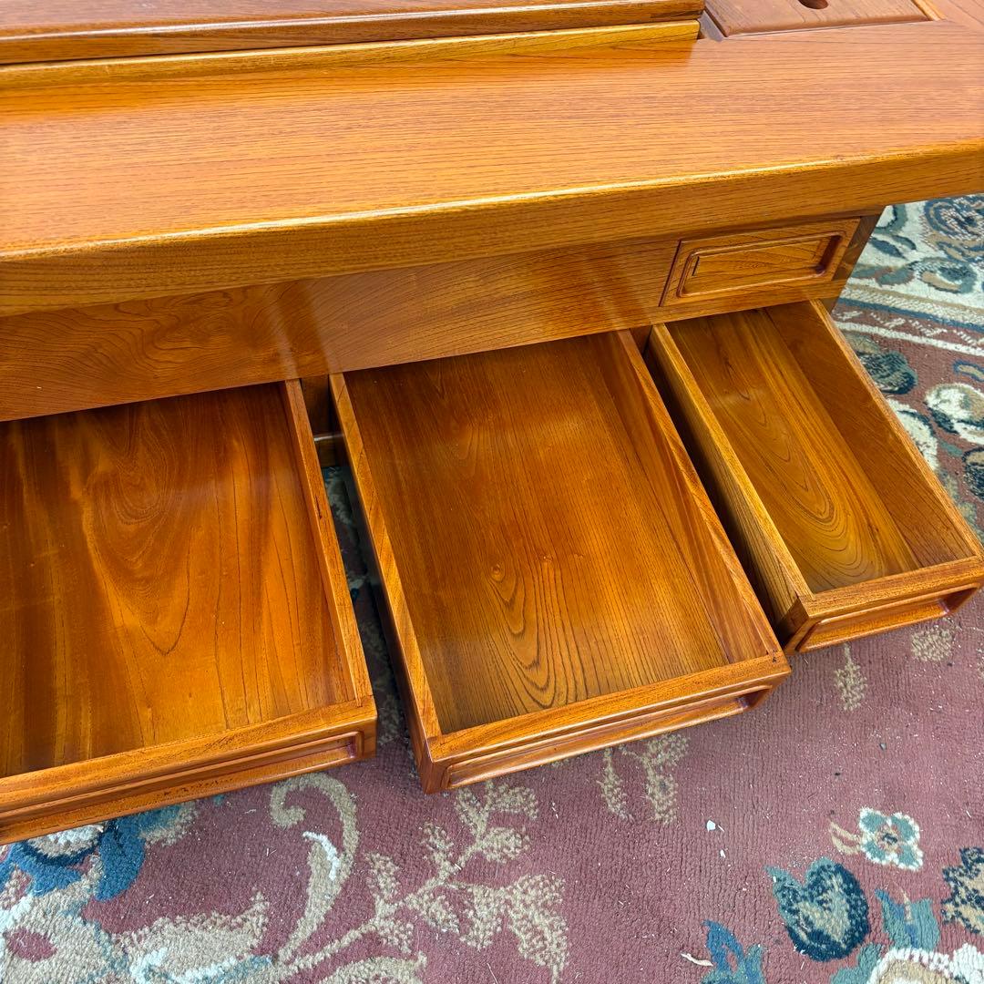 昭和レトロ 欅 木製長火鉢 4杯 引き出し収納付き 火鉢 囲炉裏 古家具 古道具