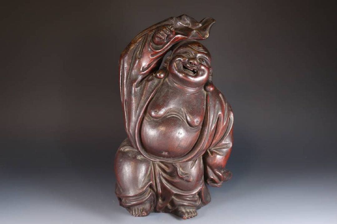 備前焼　古備前　古作家造　春水　踊り布袋置物