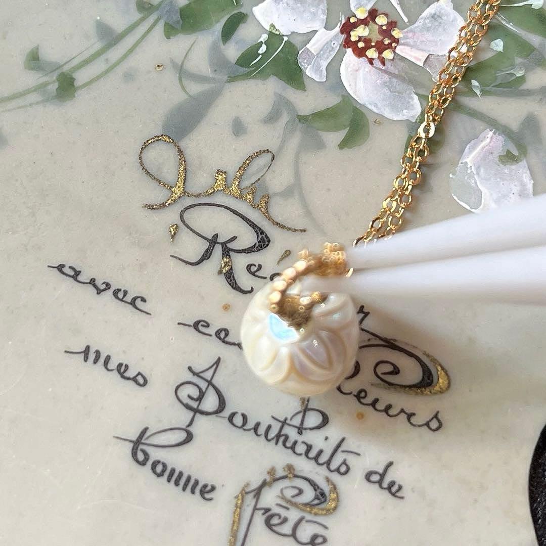 ＊＊COCO＊＊様✴︎白蝶真珠カービングネックレスTOP&デンドリックアゲート