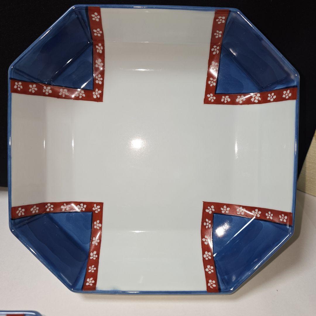 源右衛門 方皿 3枚 染錦梅小紋