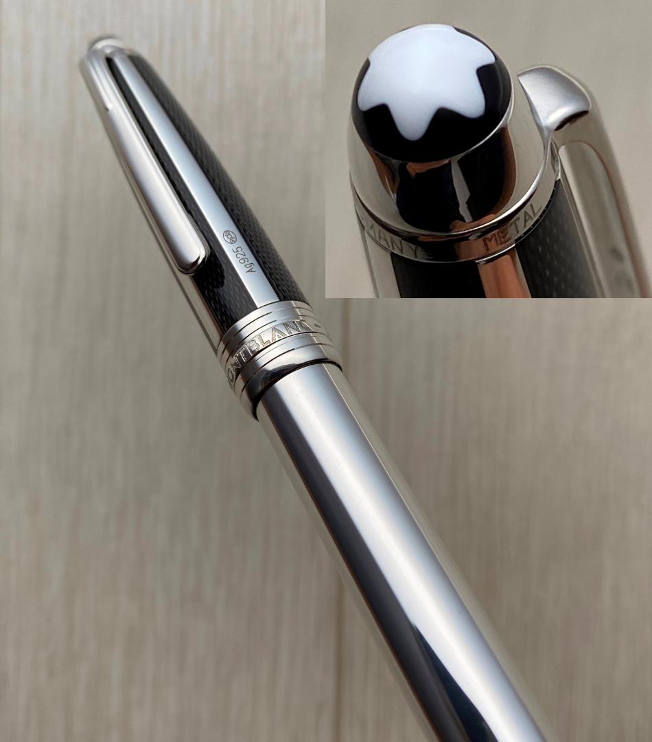 超美品 モンブラン キャップ式 ソリティアシルバーファイバー925ローラーボール