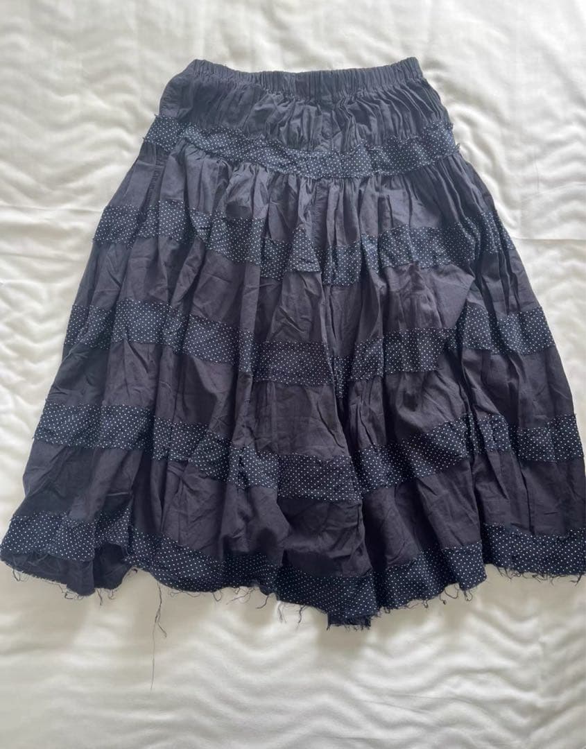 cdg コムデギャルソン川久保玲 tricot 紺色ドット柄スカート