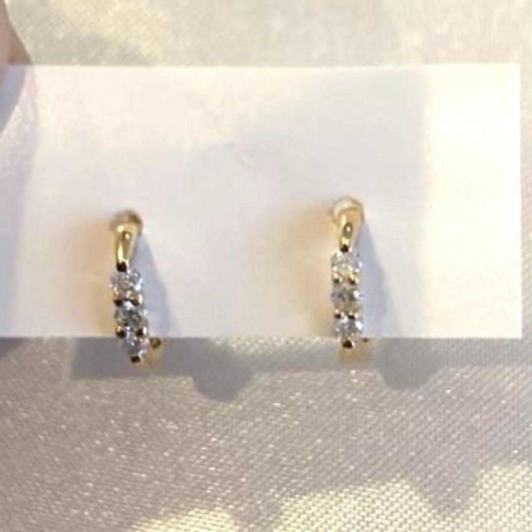 ジュエリーツツミ K18 YG ダイヤモンド フープピアス
