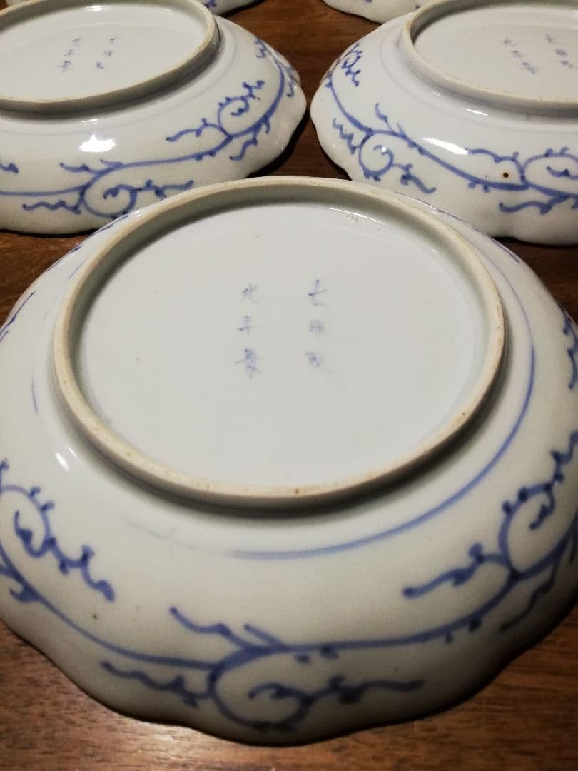 古伊万里(江戸初期～中期)蛸唐草5枚