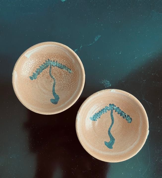 手塩皿6枚組　鉄絵文様　杉本立夫　号は泥牛　　京都大吉主人　懐石