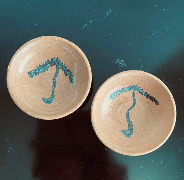 手塩皿6枚組　鉄絵文様　杉本立夫　号は泥牛　　京都大吉主人　懐石