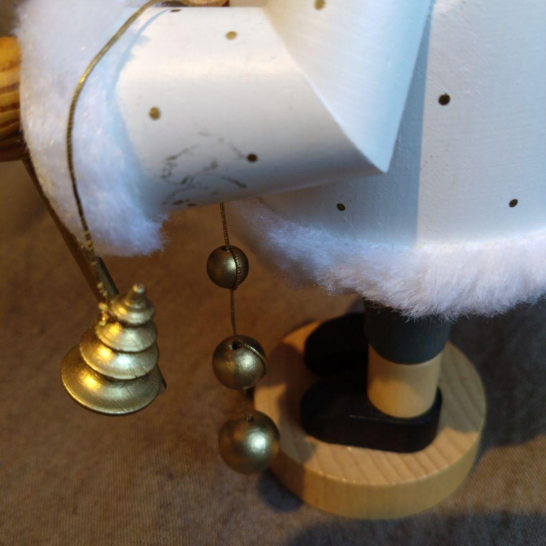 木製サンタクロース 置物 ベル付き