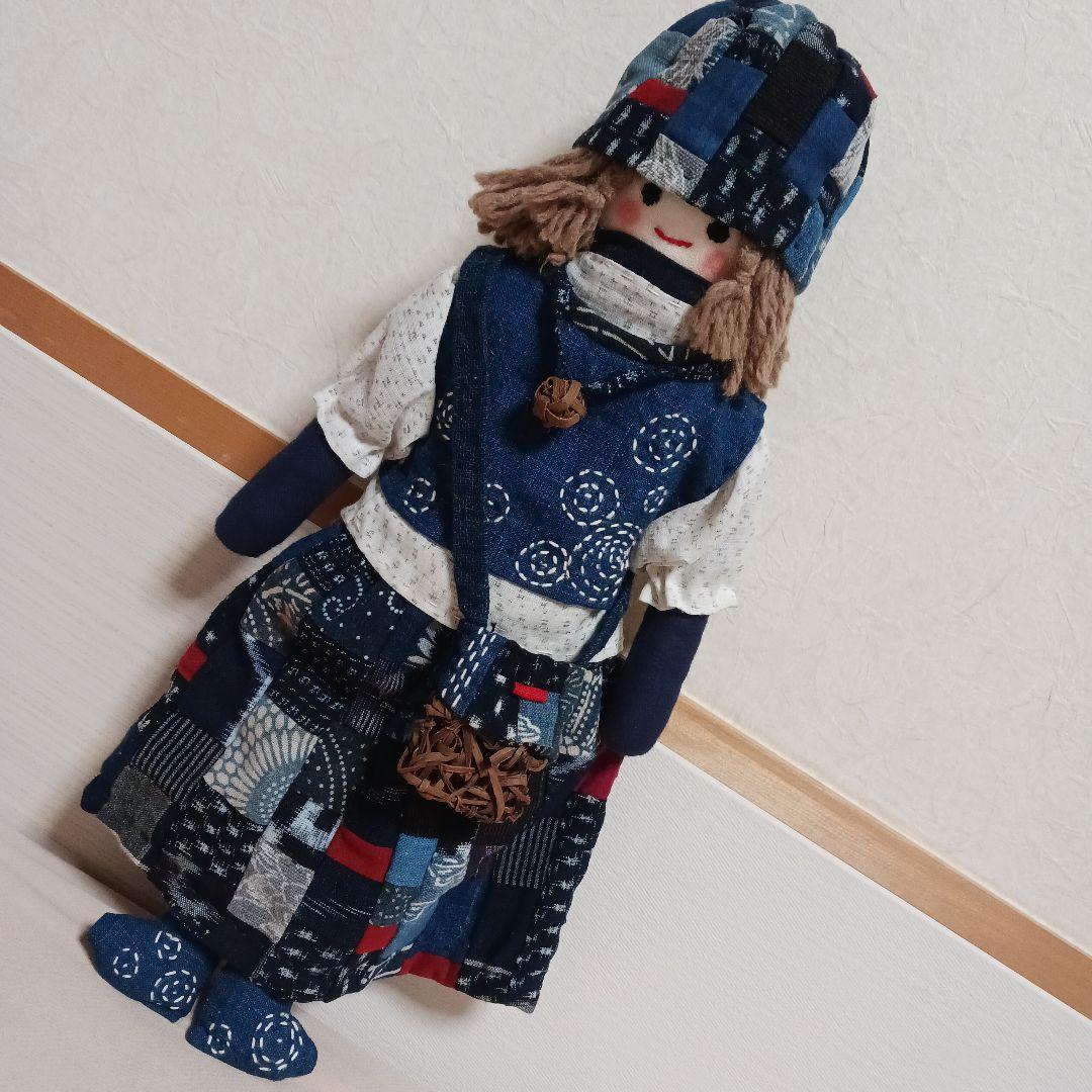 古布リメイク～古布人形パッチワーク刺し子山葡萄バック&ネックレス