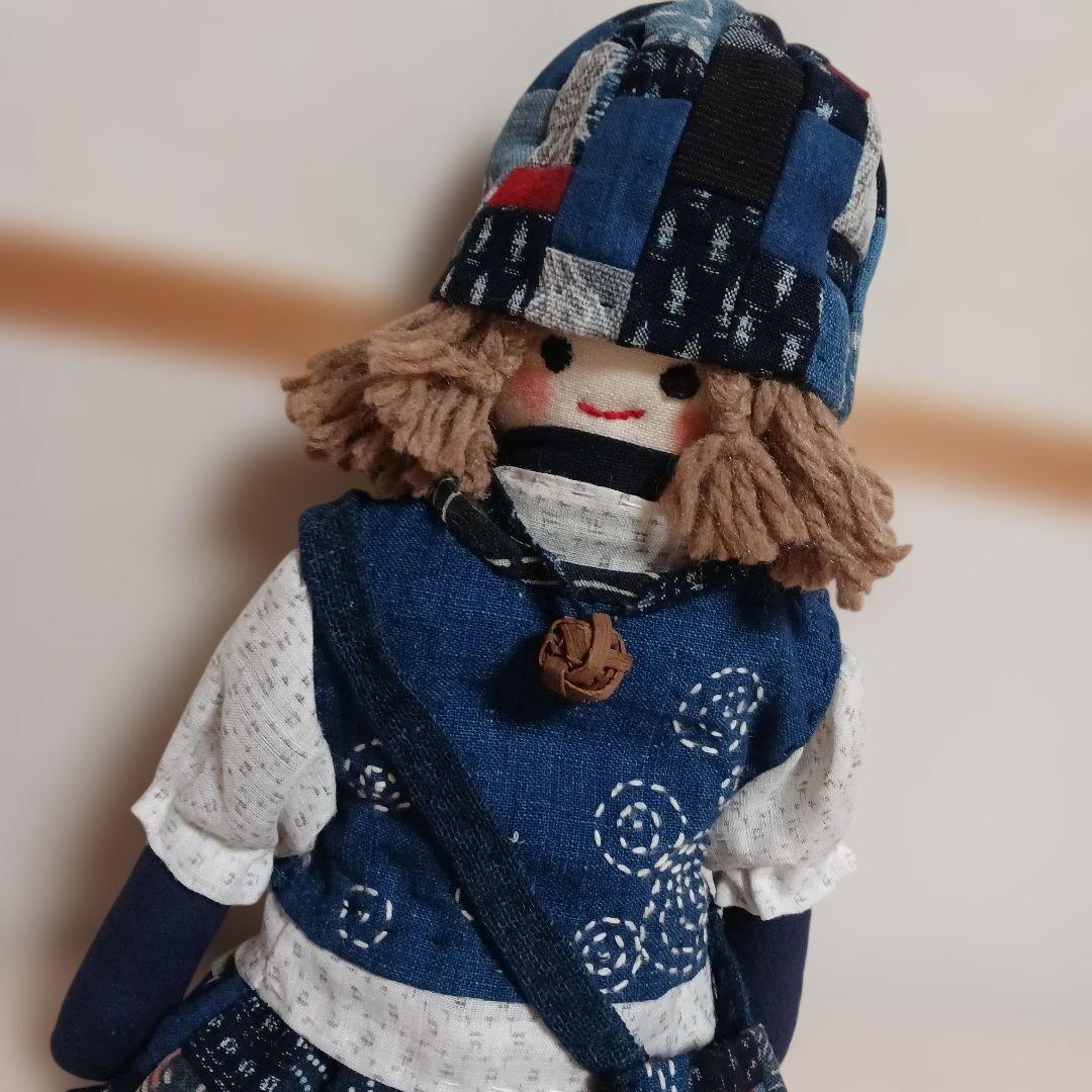 古布リメイク～古布人形パッチワーク刺し子山葡萄バック&ネックレス