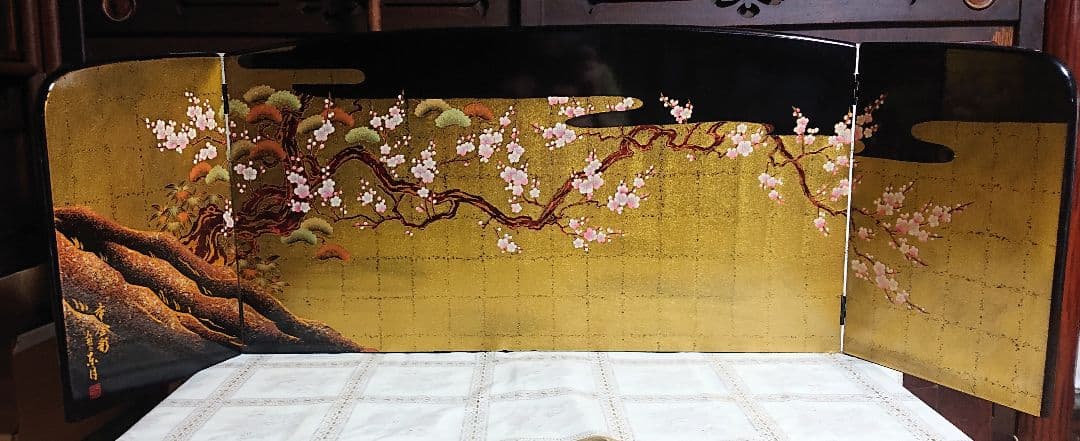 人形の東月 本金彩 桜屏風 約140㎝