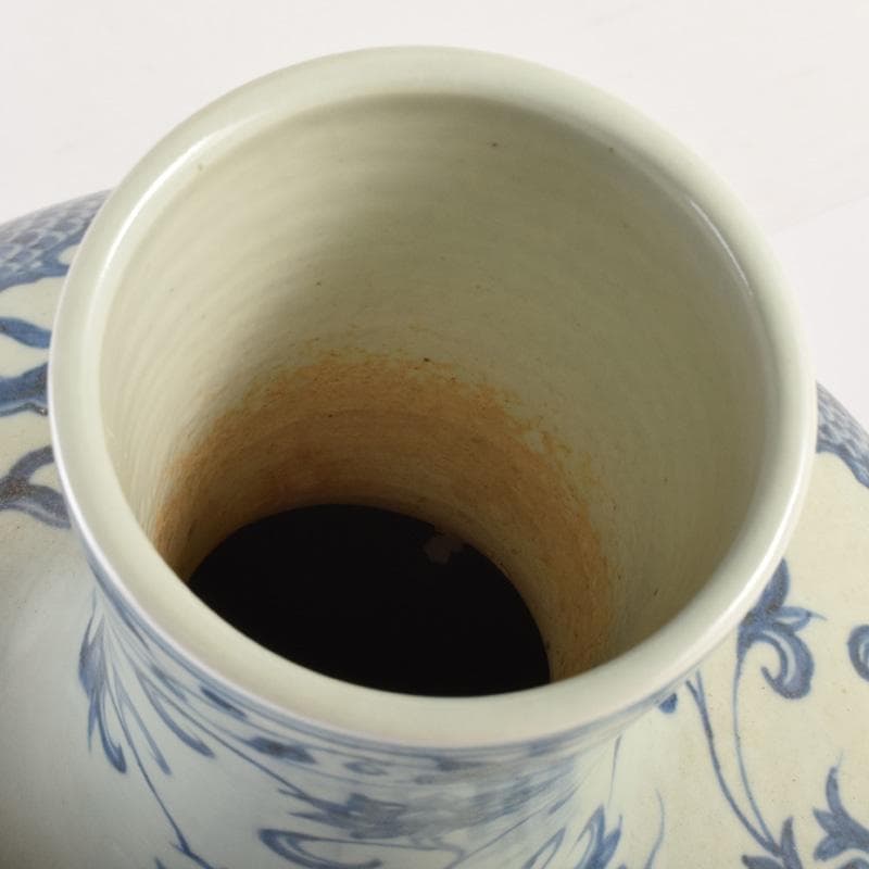 げげげ　中国　青花　龍花文　長頸瓶　高さ約37cm　C　7177A