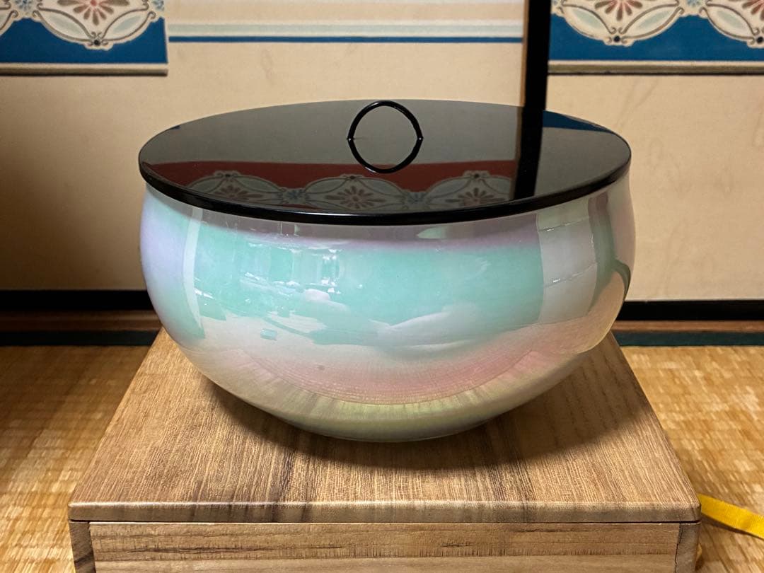 茶道具 ガラス 平水指 花押 永田宗伴書付 共箱 表千家 煎茶道具