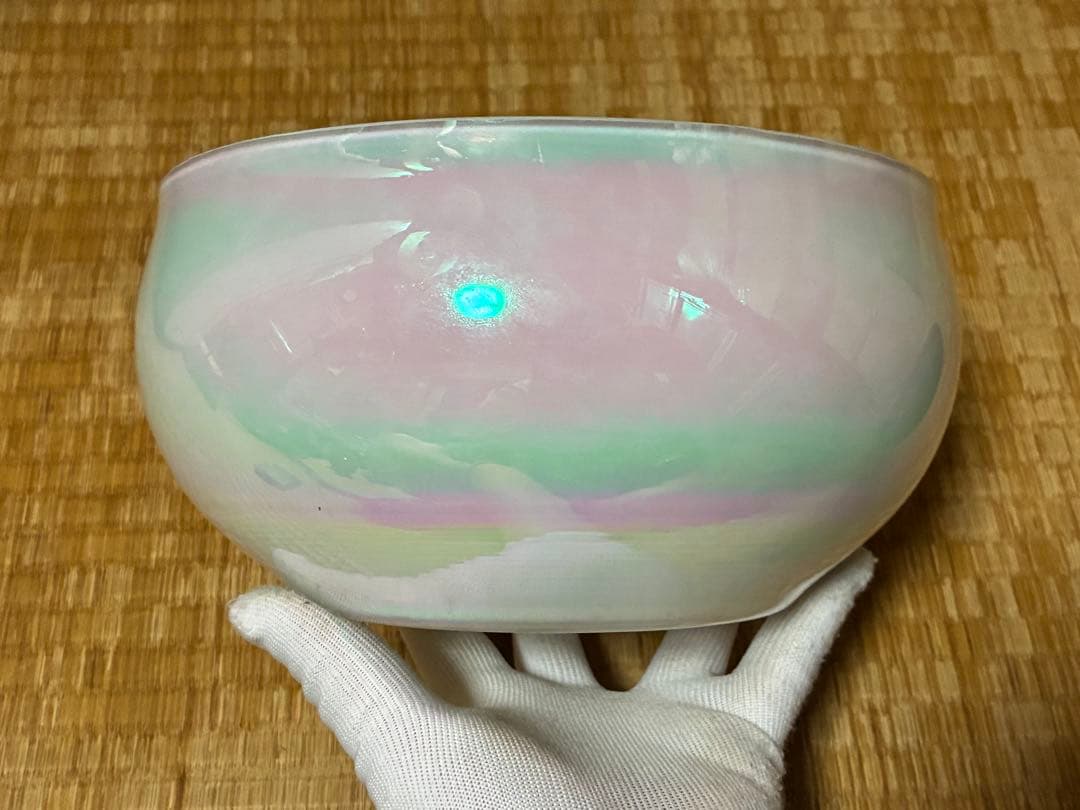 茶道具 ガラス 平水指 花押 永田宗伴書付 共箱 表千家 煎茶道具