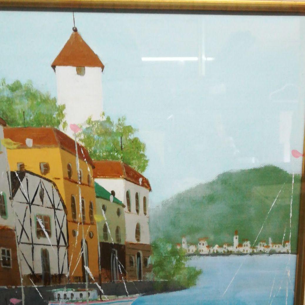 額装　額絵　風景画　フィレンツェ　油彩　織田まりこ