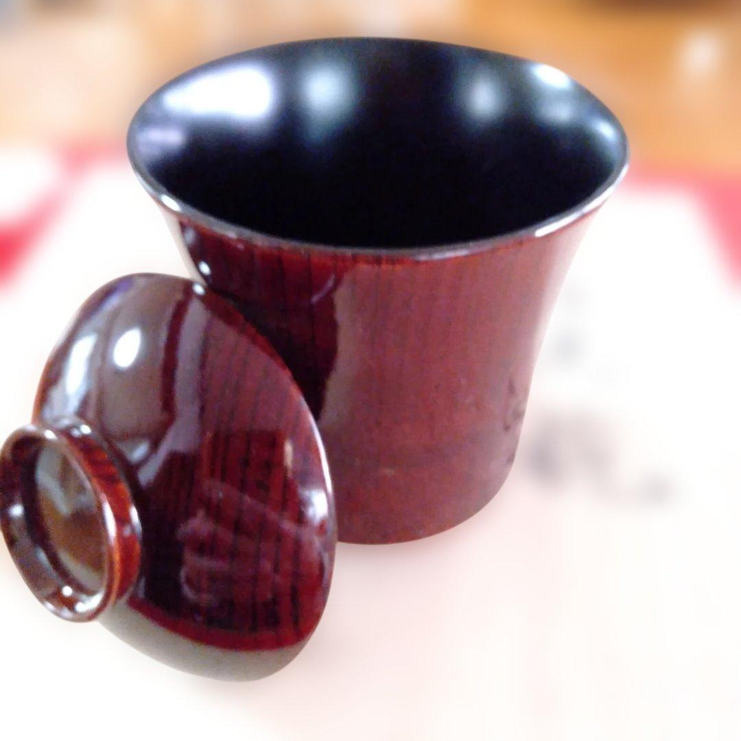 木製溜塗　箸洗椀五客　未使用品