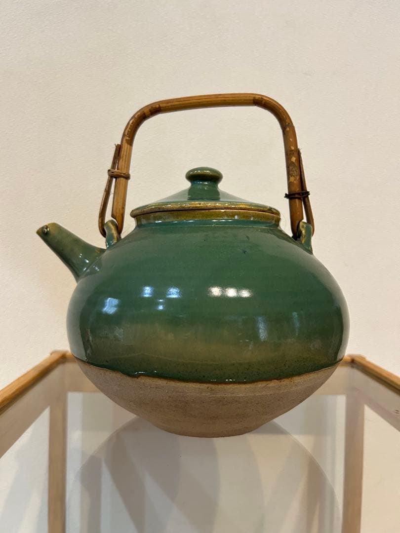 値下げ❗️明治頃　伊賀焼　青地土瓶　骨董品