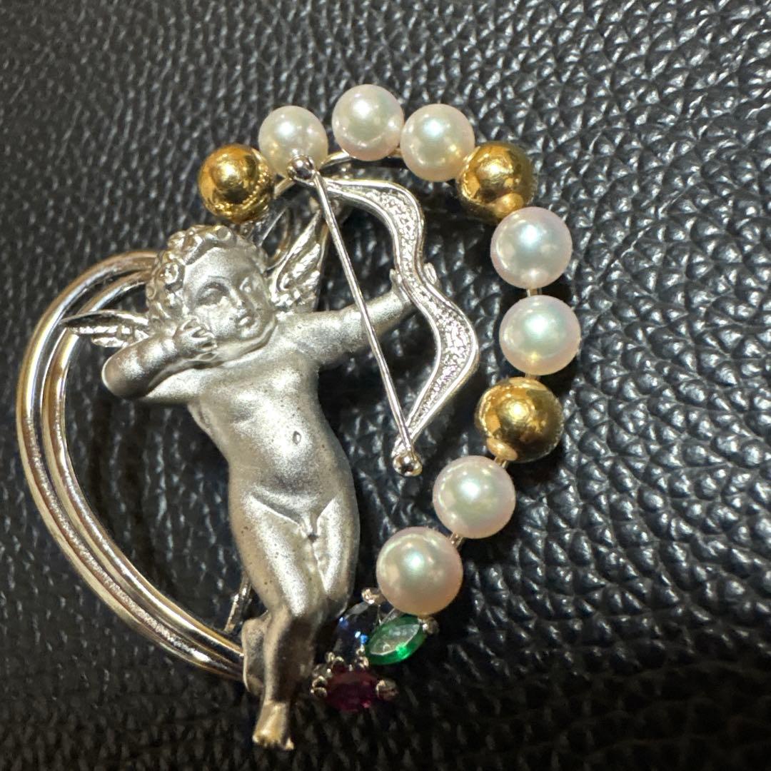 ブローチ 天使 デザインSILVER k18