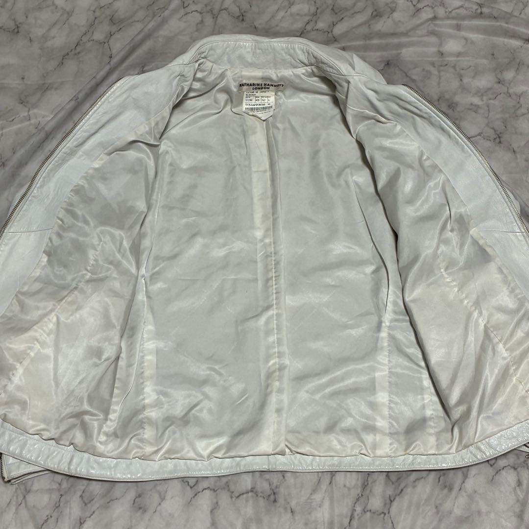 KATHARINE HAMNETT LONDON 本革 牛革 ライダース 白