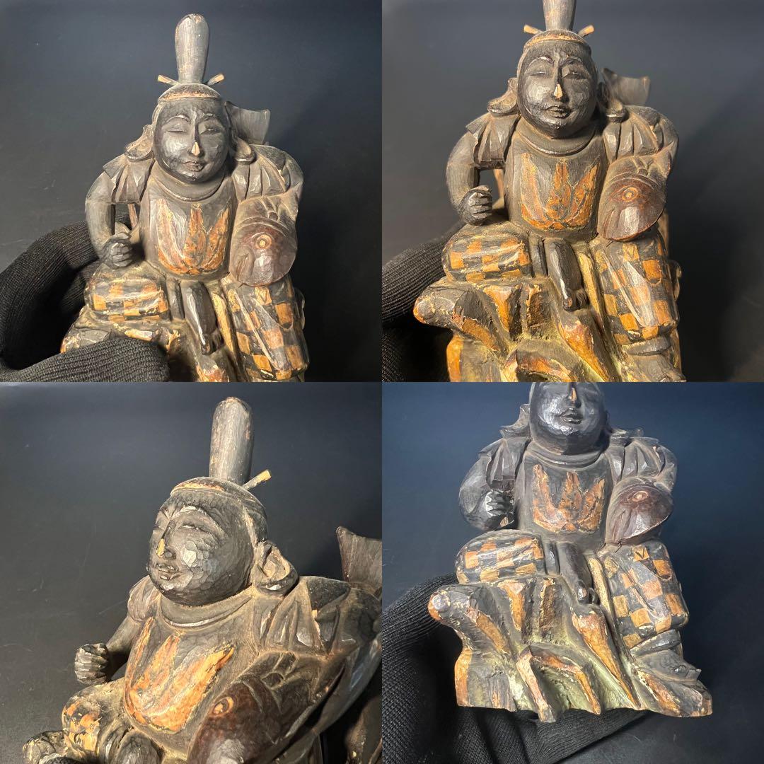 江戸後期〜明治初期 木彫 恵比寿像 ◎一木彫／古色自然／数寄者好み◎古美術庵々