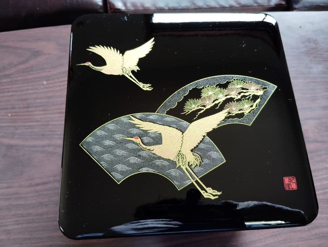 漆器 重箱 三段（鶴）No.2