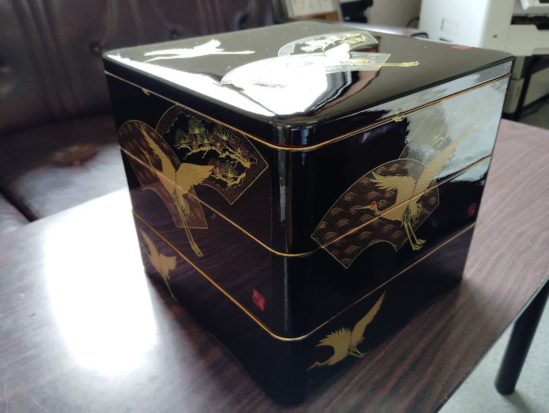 漆器 重箱 三段（鶴）No.2