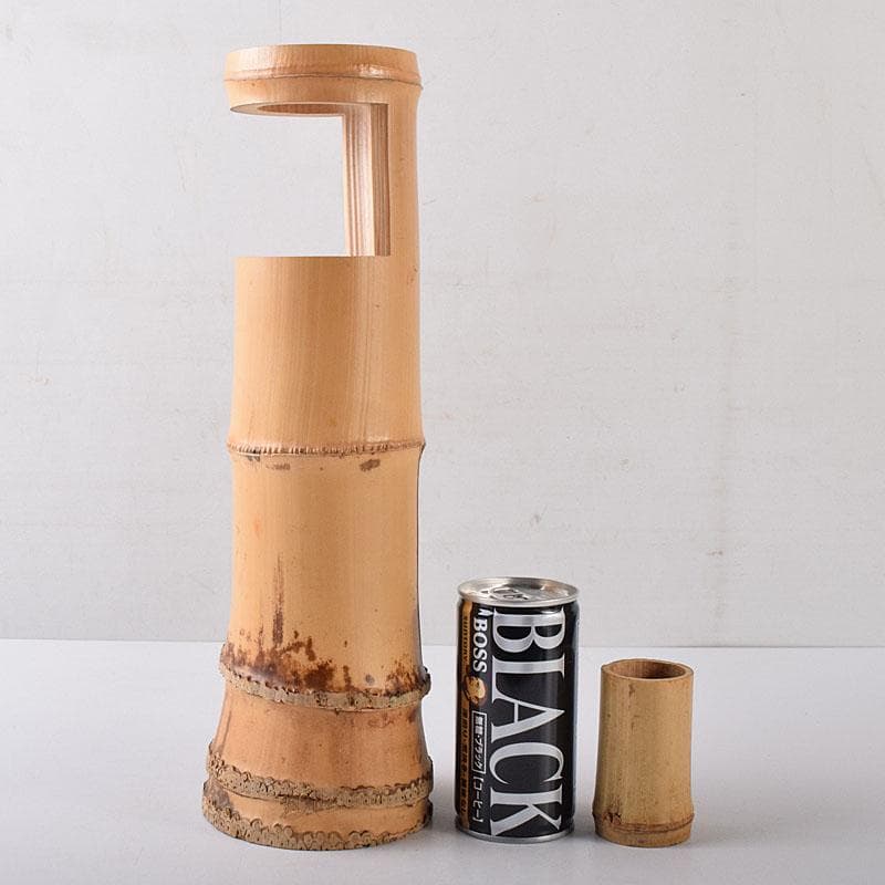 茶道具　竹器師　西川媒玄作　竹花入　銘春霞　前大徳　藤井誠堂極め箱　VR8726