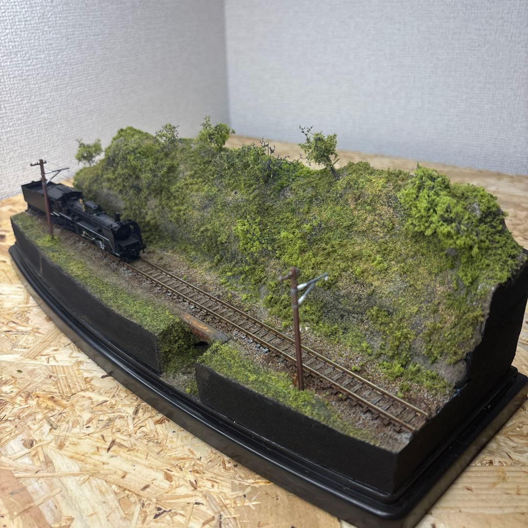 【ケースあり】Nゲージ 撮影背景 保管用ジオラマ -樹々の傍らを走る線路-