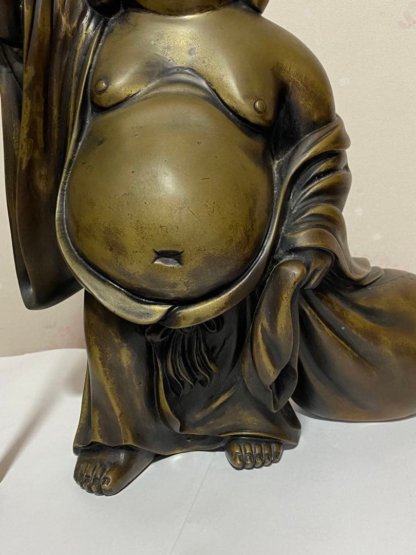 ♦️銅器 布袋様立像 置物飾り 高岡銅器？中国 真鍮製 高さ45.3cm 骨董品