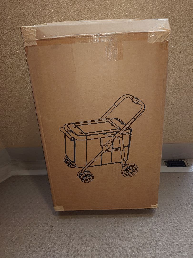 ペットカート グレー スチールフレーム　中型犬用　 折りたたみ式　耐荷重30kg