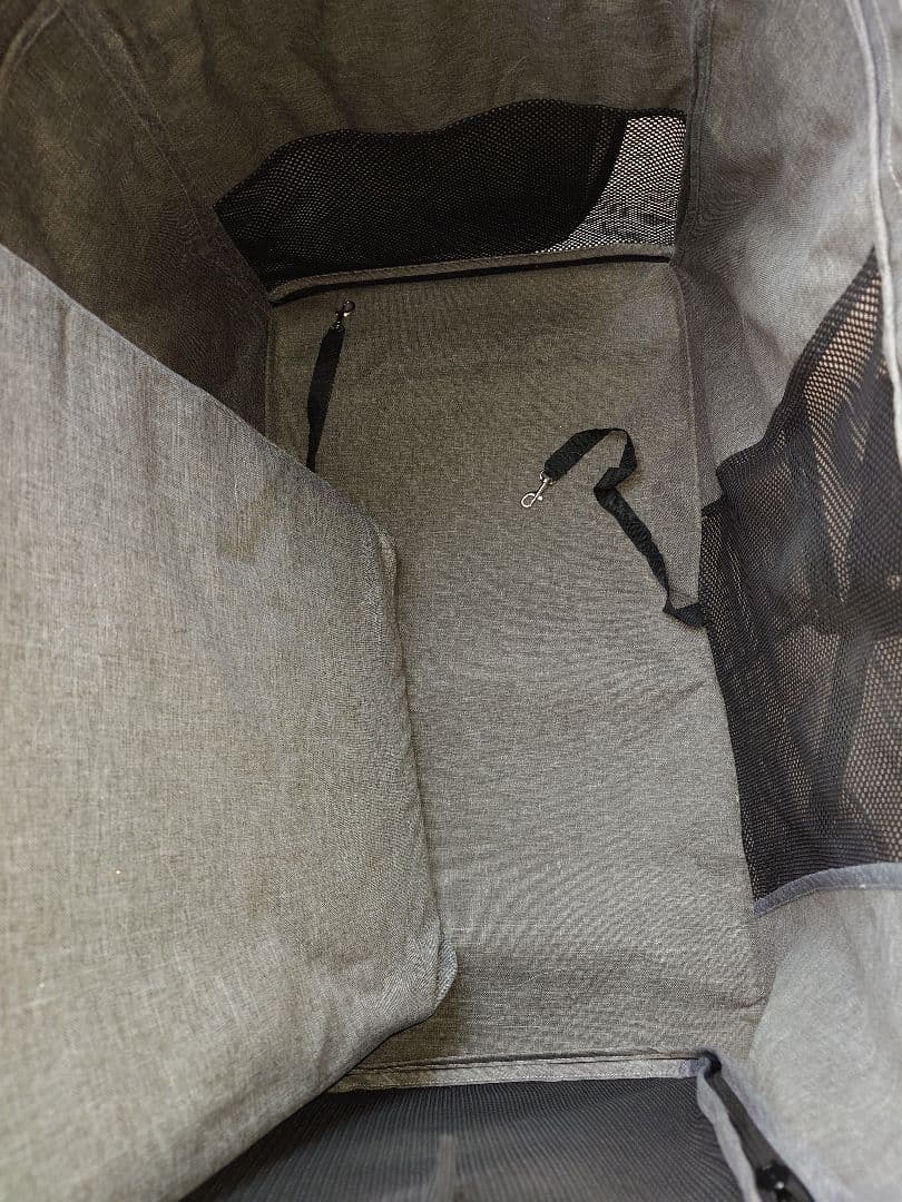 ペットカート グレー スチールフレーム　中型犬用　 折りたたみ式　耐荷重30kg