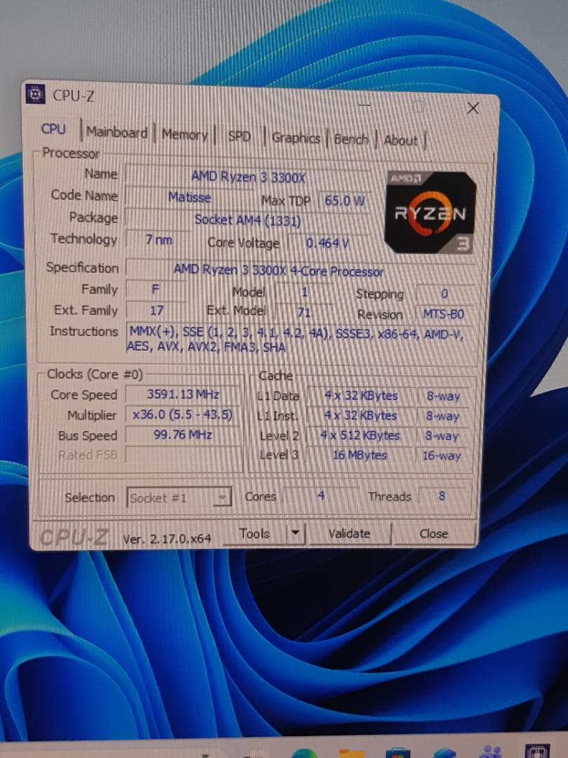 自作PC　RYZEN3 3300X・8GB・128GB・RX560・WIN11