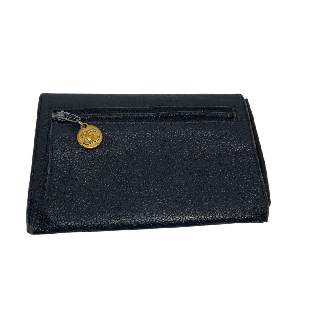 CHANEL シャネル　キャビアスキン　ココマーク　折り財布