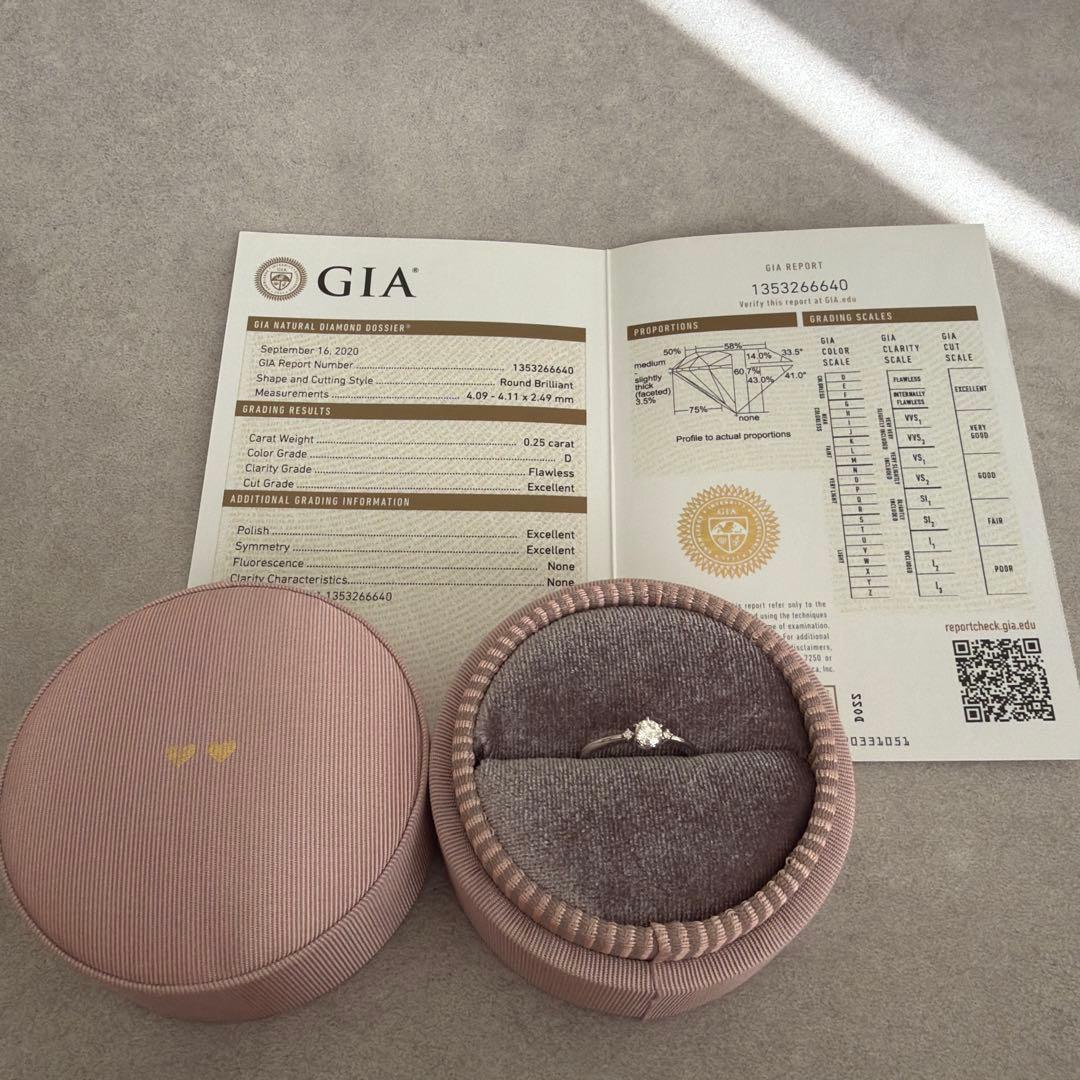 ダイヤモンドリング 0.25ct Dカラー・FL・3EX・蛍光なし