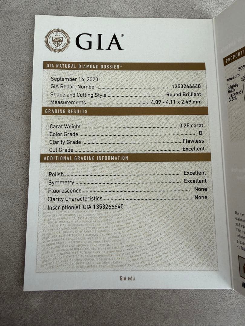 ダイヤモンドリング 0.25ct Dカラー・FL・3EX・蛍光なし