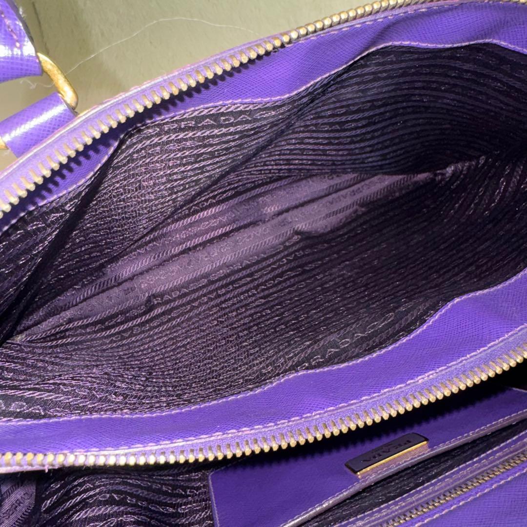 人気✨プラダ ハンドバッグ ガレリア サフィアーノ パープル 三角ロゴ レザー