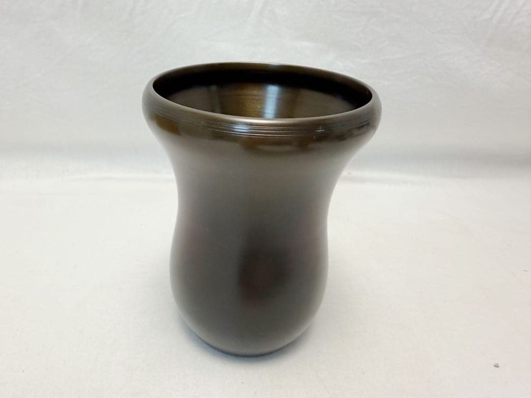 未使用 茶道具 金谷浄雲造 唐銅 槍の鞘 建水 銅印有 重さ約 0.5kg 共箱