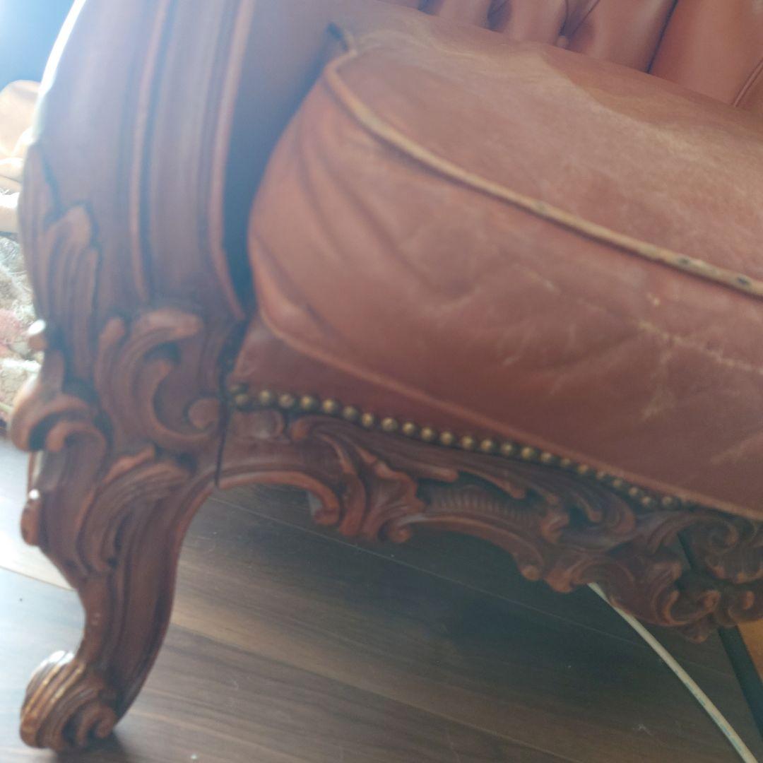 アンティーク　ヨーロッパ　一人掛けソファ　西洋　革