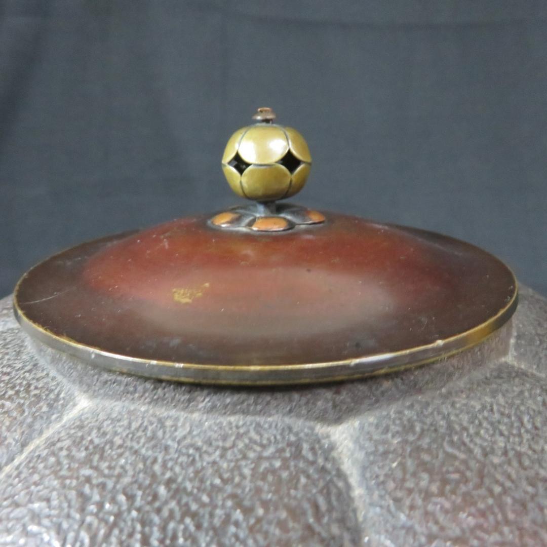茶釜　茶道具　茶器　鉄器　カボチャ 銅摘蓋 鉄釜 釜環 丸釜　煎茶道具