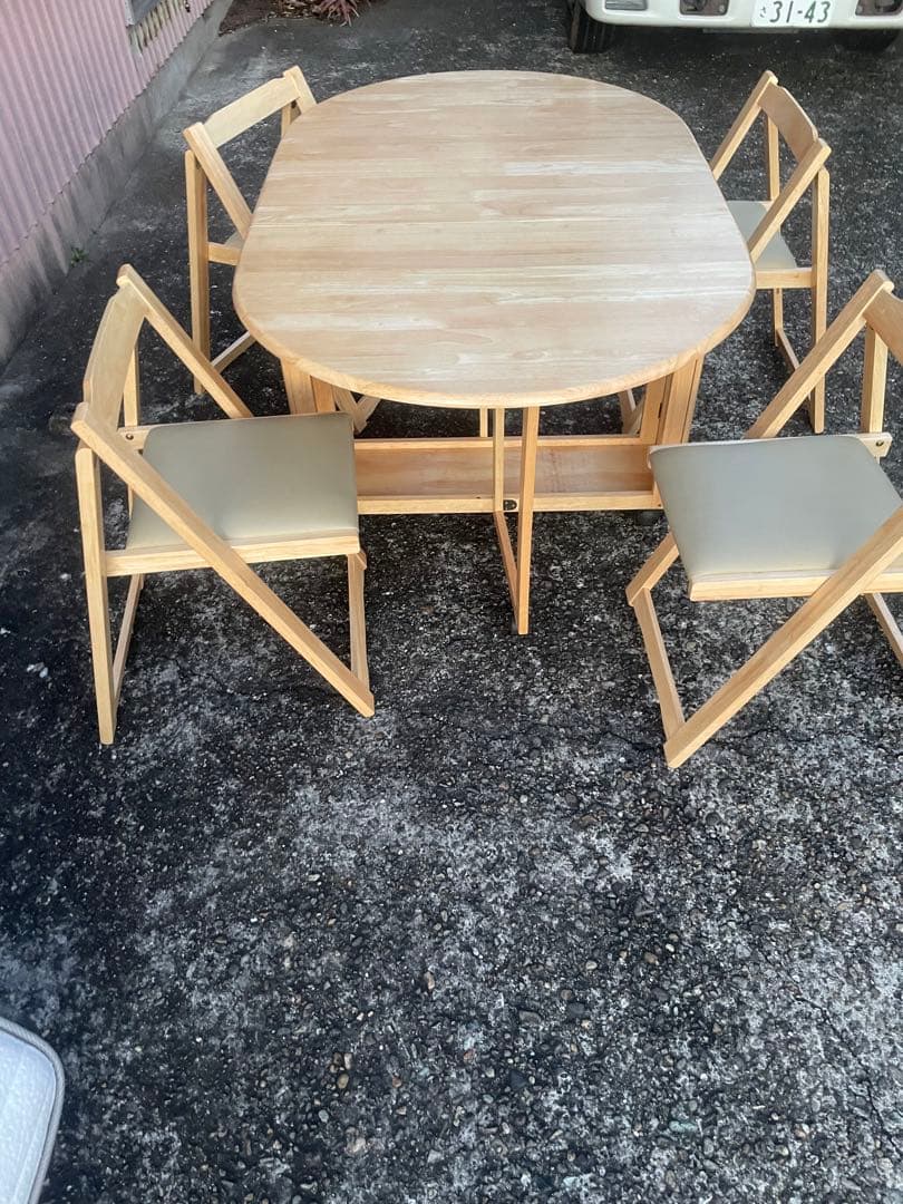 ダイニング　5点セット　折りたたみ式