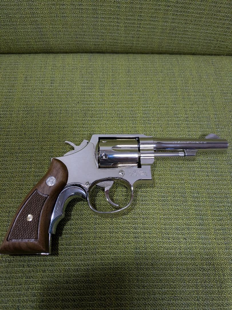 (木グリ)　タナカワークス　S&W M10 ミリポリ　ニッケルフィニッシュ